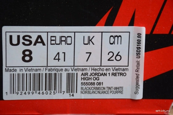 Cheap EP 1 TINT CRIMSON JORDAN HIGH RETRO BLACK AIR 555088-081 555088-081 0314